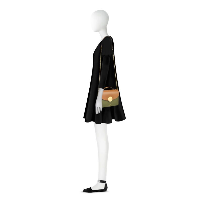 Сумка LE PARMENTIER New Ondina Color Block Caramel / Dark Green